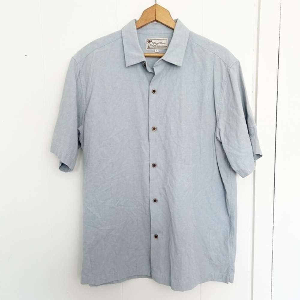 Straight Down Sportswear Button Up Silk Cotton‎ Blue Shirt Large